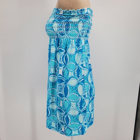 Lilly Pulitzer Brigitte Blue & White Terry Cloth Swim Sleeveless Cover Up Sz. XS - Picture 3 of 10
